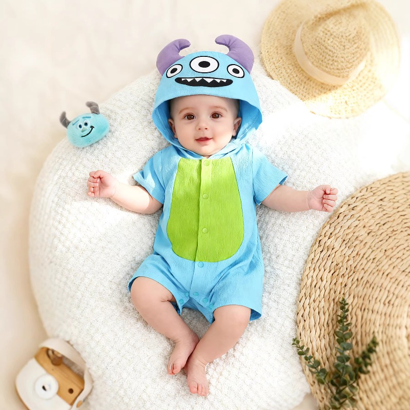 Newborn Baby Blue Monster Romp - Cotton Baby Onesies Zipper recension och pris