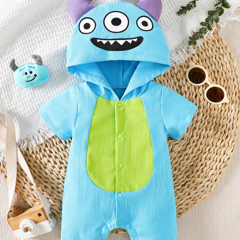 Newborn Baby Blue Monster Romp - Cotton Baby Onesies Zipper recension och pris