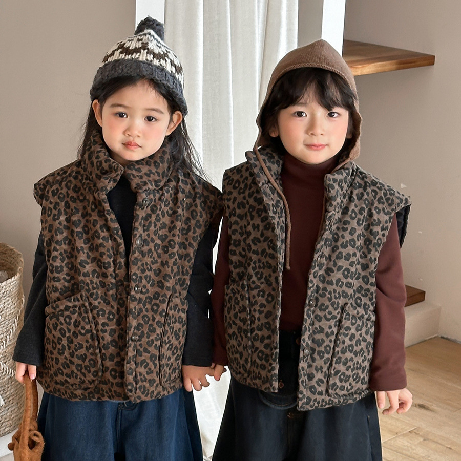 Kids Leopard Print Padded Vest - Toddler Boy Winter Fleece Jacket recension och pris