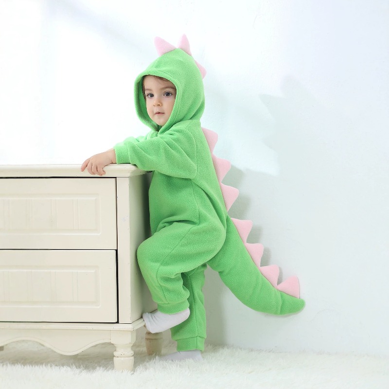 Newborn Baby Green Dinosaur Ro - Cotton Baby Onesies Zipper recension och pris