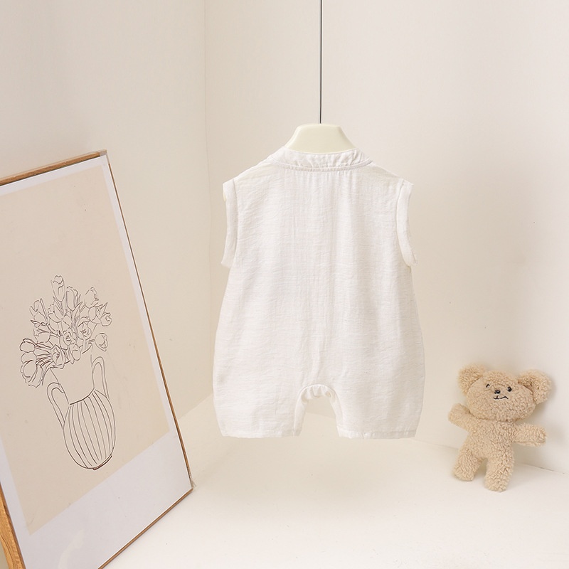 2026 Summer Cartoon Bear Print - Baby Summer Linen Sleeveless Jumpsuit recension och pris