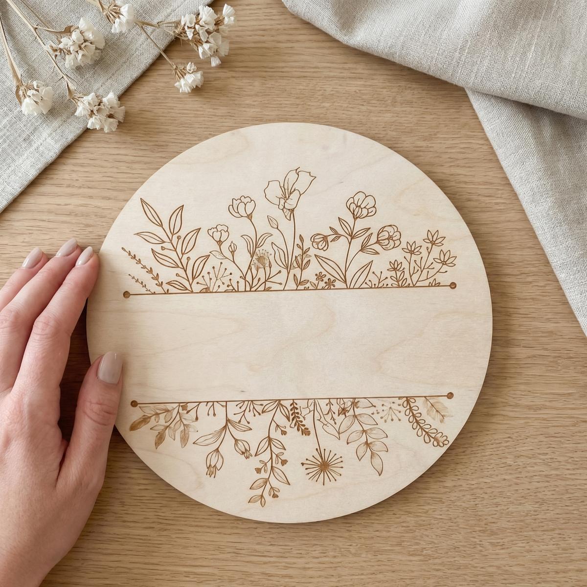 Personalized Floral Round Wood - Nursery recension och pris